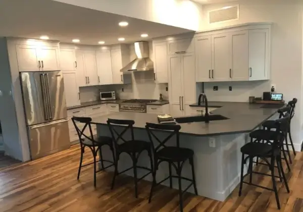 Modern kitchen with island and bar stools