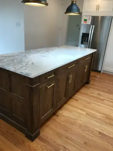 Modern kitchen island with marble countertop