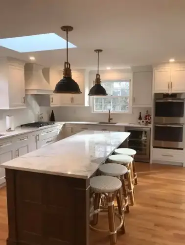 Modern kitchen with island and barstools