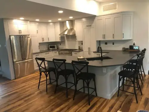 Modern kitchen with island and bar stools